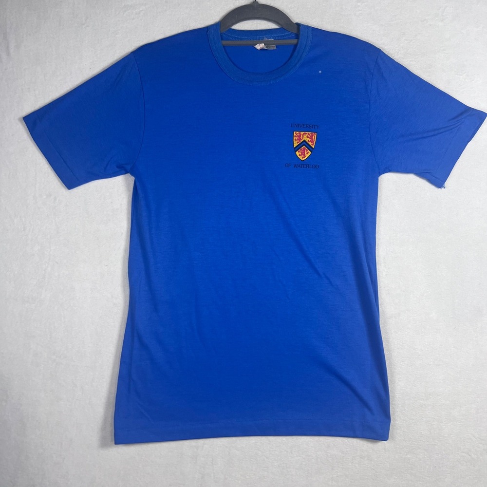 Vintage GA Originals University of Waterloo T-Shirt Blue Mens Med Single Stitch